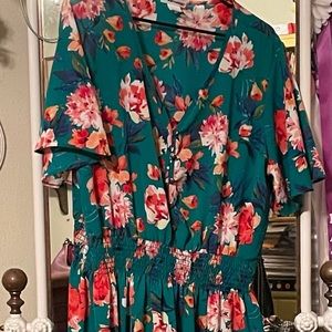 Green floral/tropical dress by Kervology
